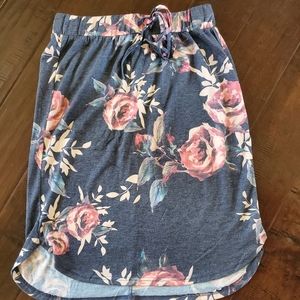 Womens Tickled Teal Floral Skirt - Medium